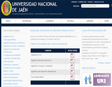 UNJ Resultados Ingresantes Universidad Nacional de Jaén UNJ 2014 II domingo 21 de Setiembre