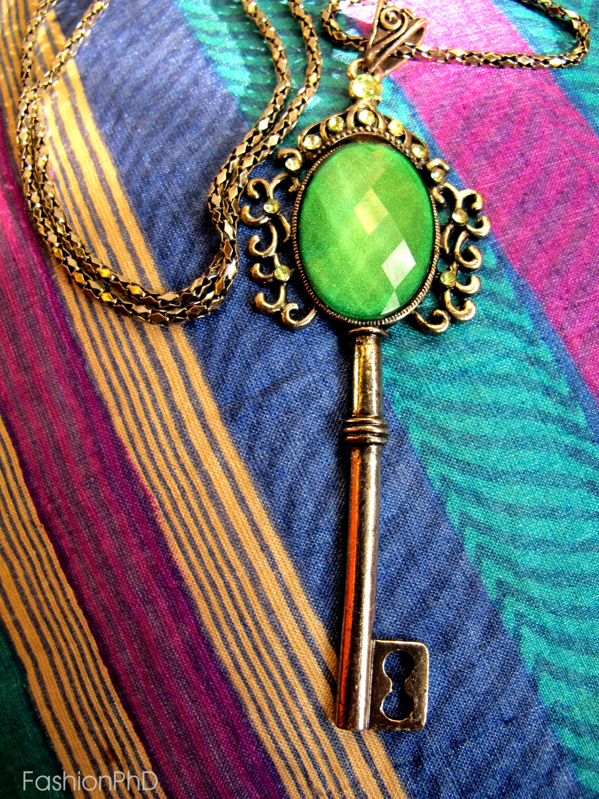 The Classy and Fabulous Shop Emerald Green Key Necklace