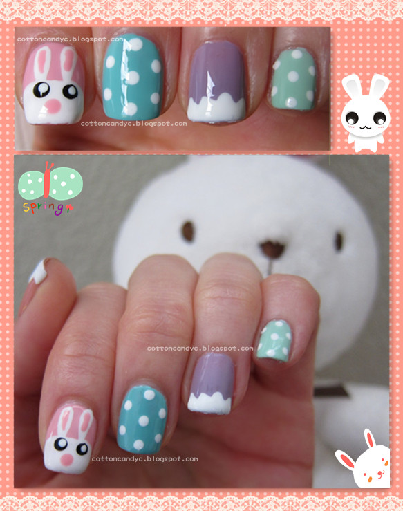 Tutorial: Easter Cute Bunny and Eggs Nail Art