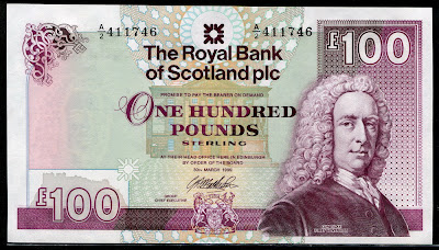 Royal Bank of Scotland banknotes One Hundred Pounds Sterling Note