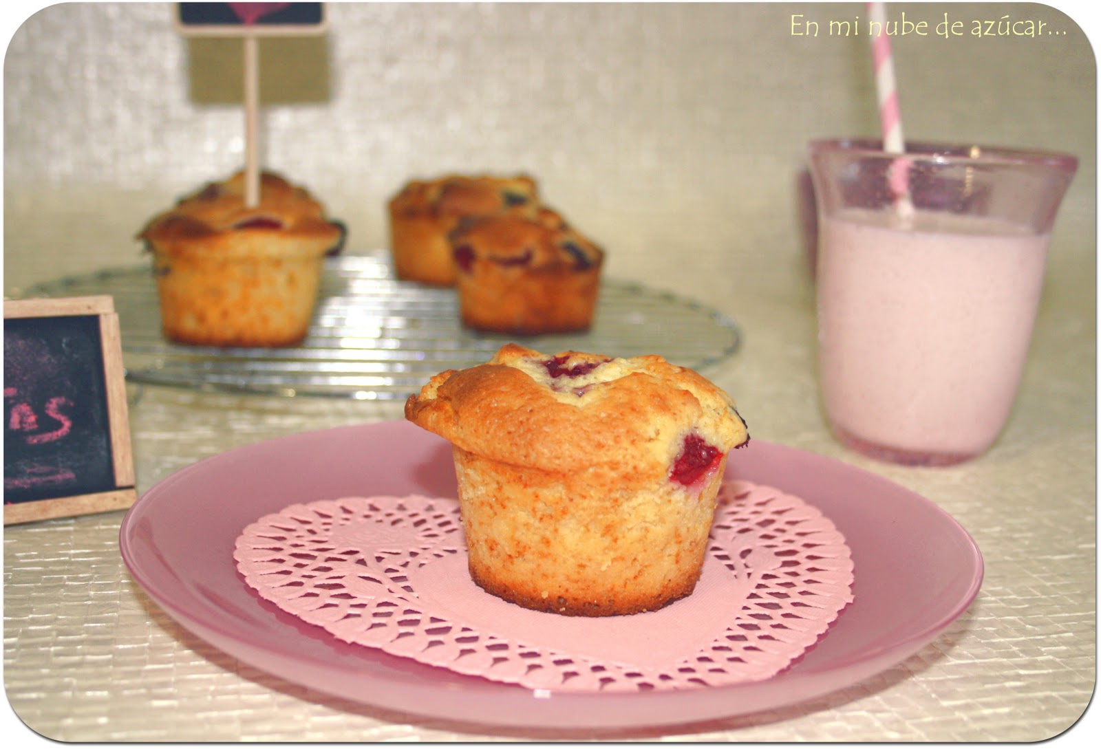 Muffins de chocolate blanco y frambuesas! En mi nube de azucar....