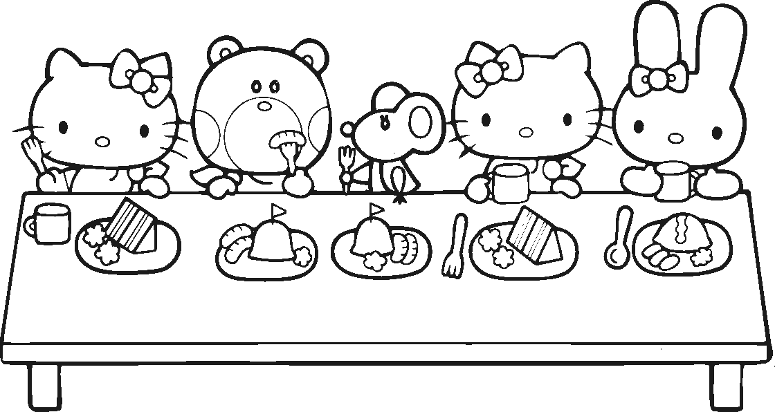 Thanksgiving Hello Kitty - Free Coloring Pages