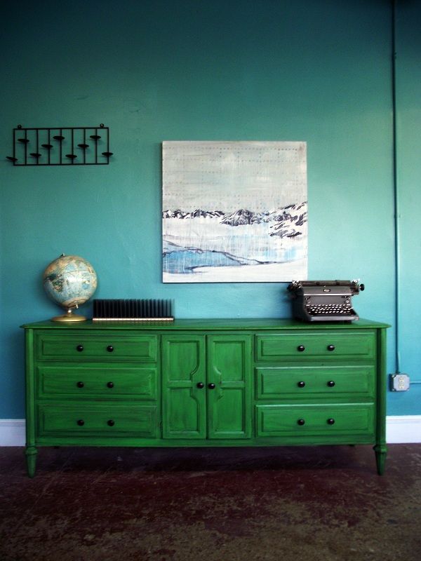 Vintage Ground Vintage Distressed Green Dresser Buffet