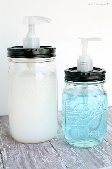 How to make your own Mason Jar Soap Dispensers - Awesome tutorial with lots of photos! at LoveGrowsWild.com #diy #masonjar