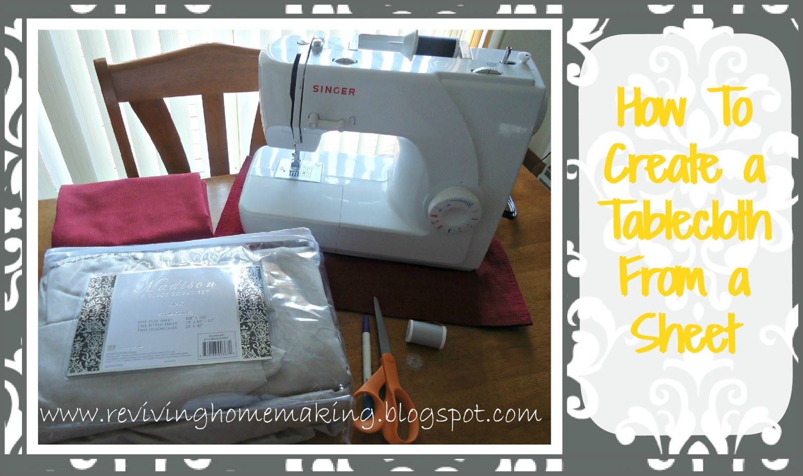 Reviving Homemaking How To Make a Tablecloth From a Sheet