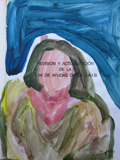 Pintura que muestra la silueta de ua mujer morena, echada hacia delante, escuchando. Realizada en junio de 2012 con pintura acrílica y rotulador sobre papel impreso. Woman, the sea, das Meer, Frau.