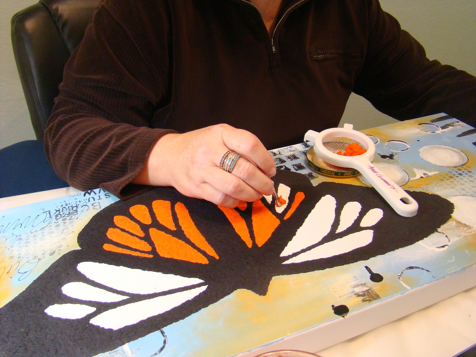 in the hills of North Carolina Making paper art Pulp painting