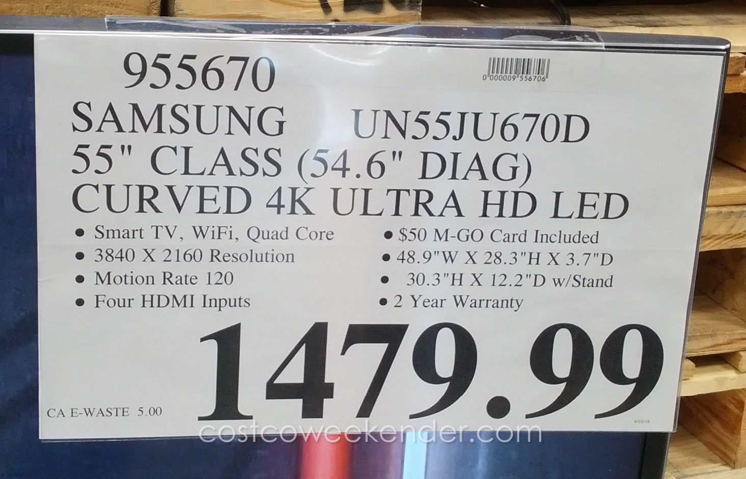 55 inch led tv deals costco
