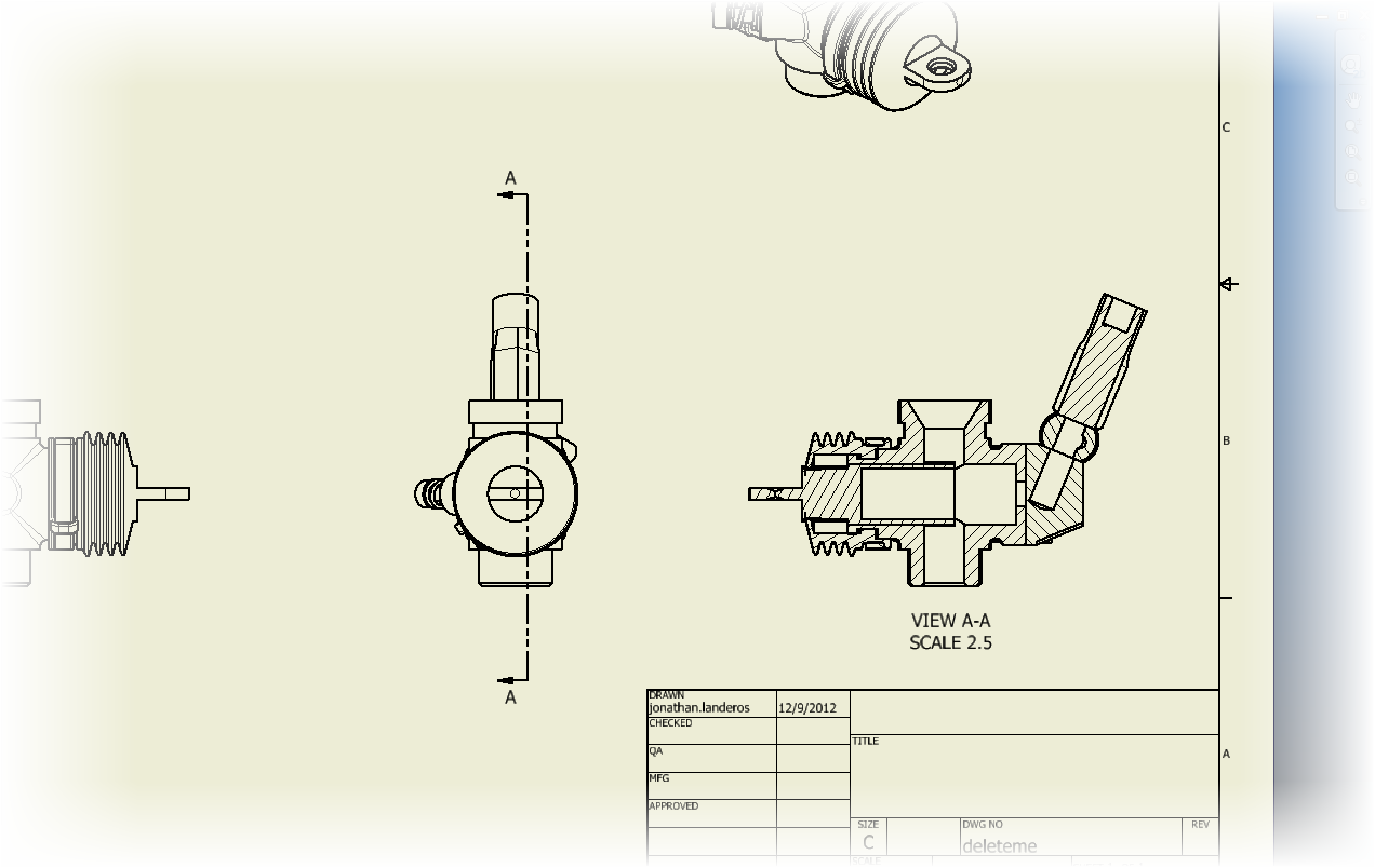 The completed section view