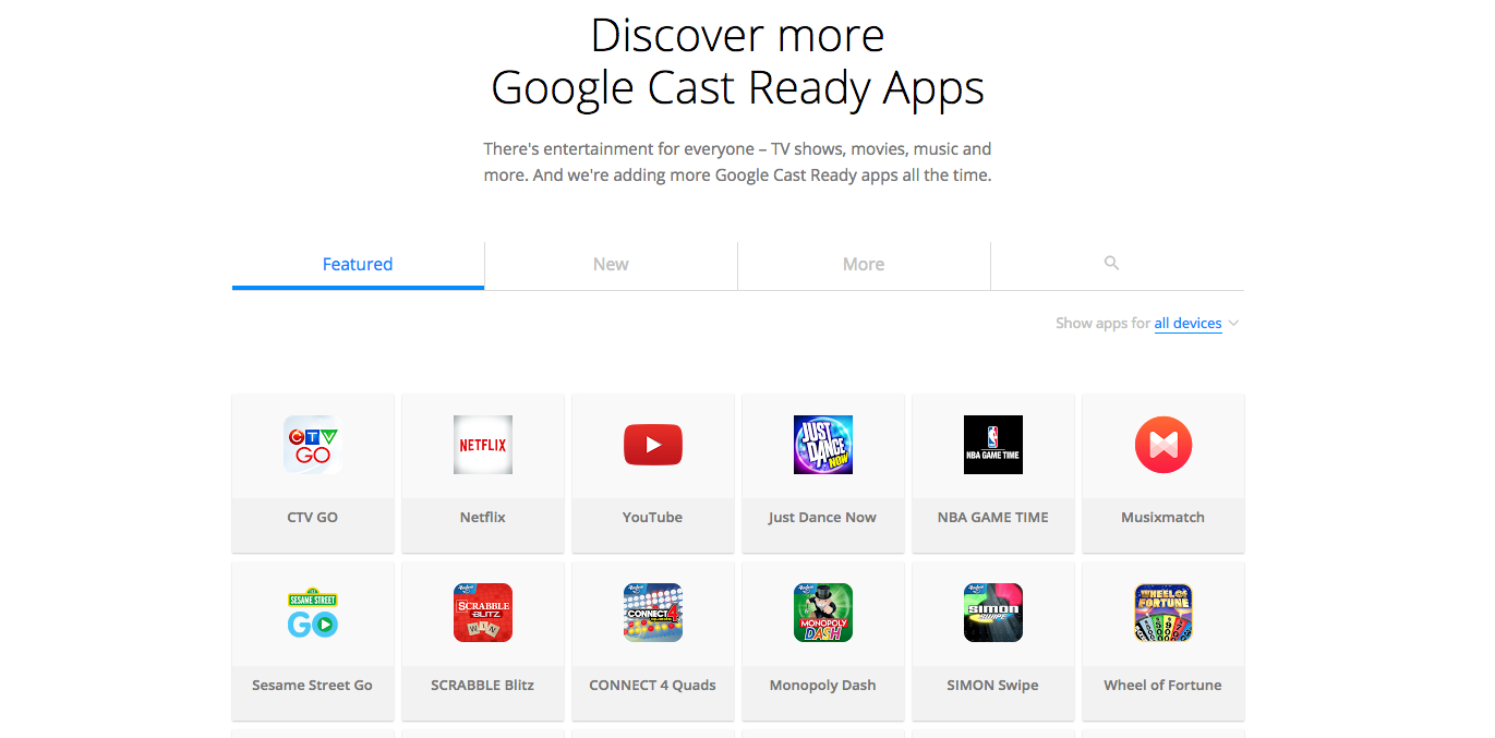 Image of Google Cast Ready Apps