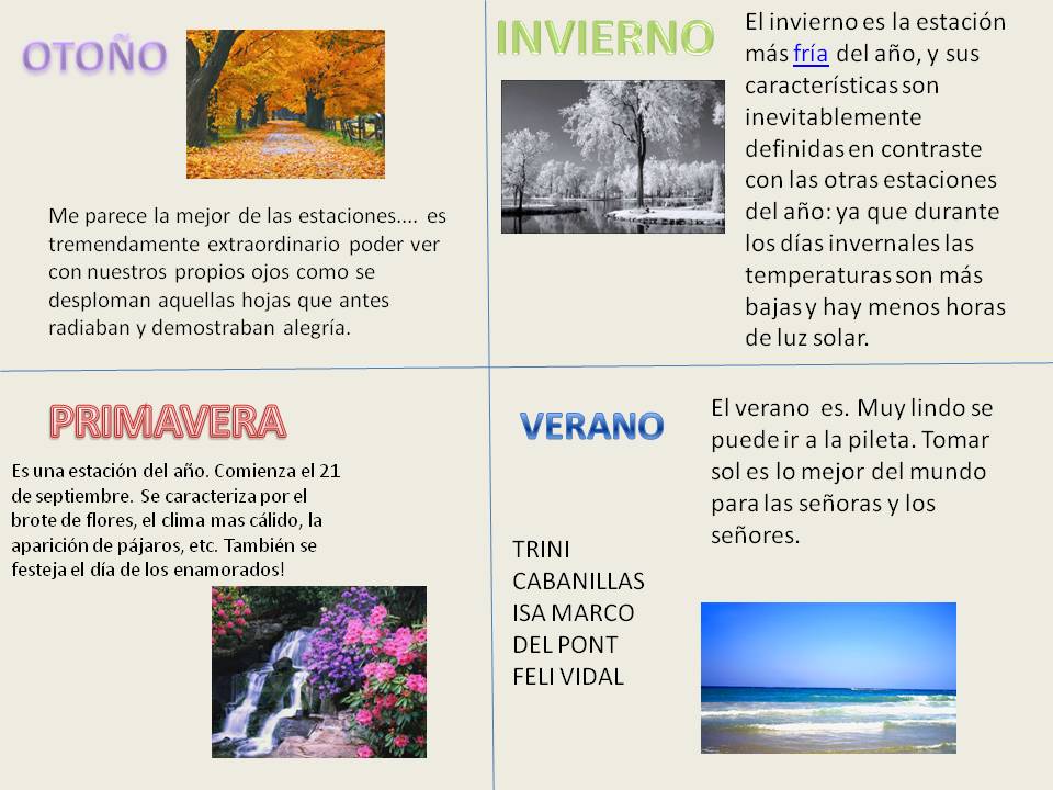San Esteban Informática Primaria 3° año LAS ESTACIONES DEL AÑO