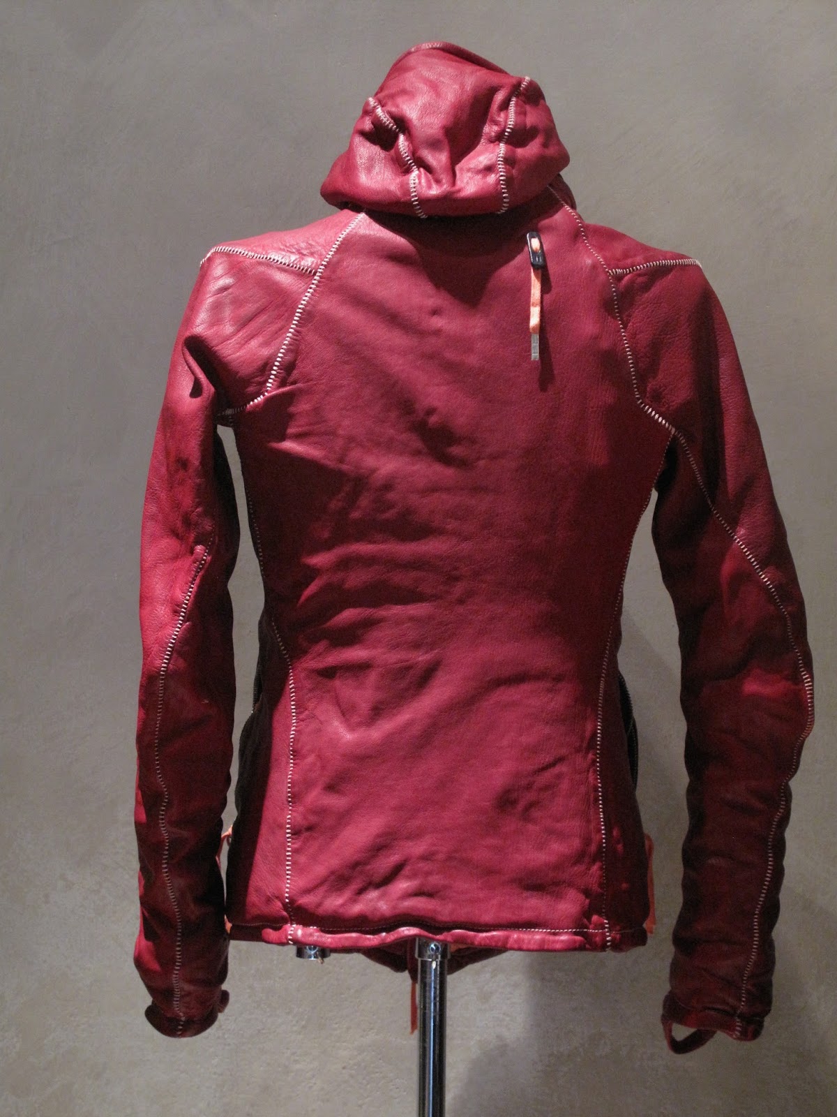 BORIS BIDJAN SABERI FW1516 Zip Up Detachable Hood, Oiled Leather Jacket