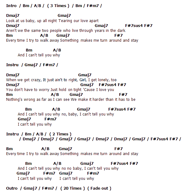 คอร์ด เนื้อเพลง I Can't Tell You Why Eagles Chordza คอร์ดเพลง คอร์ด