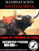 Este poster denuncia la cruel matanza de toros.