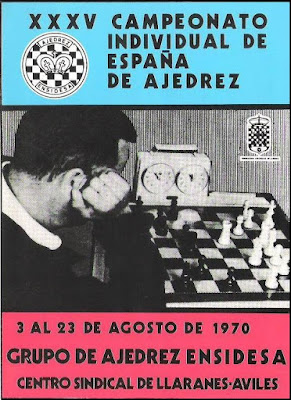 Portada del boletín del XXXV Campeonato Individual de España de Ajedrez, Llaranes-Avilés 1970