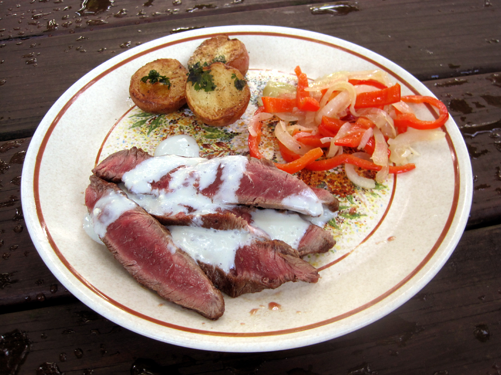 Cupcake Muffin Secret Recipe Club Flat Iron Steak with Blue Cheese Sauce