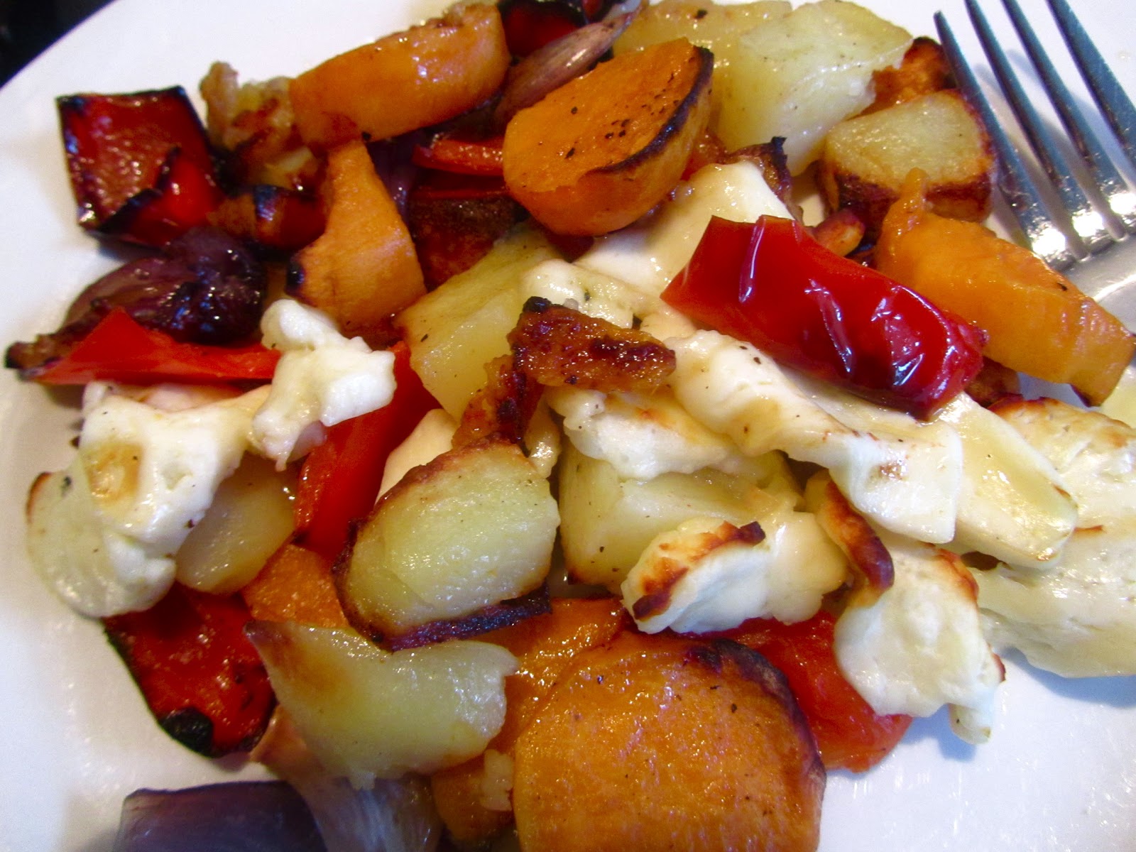 Double Potato and Halloumi Bake