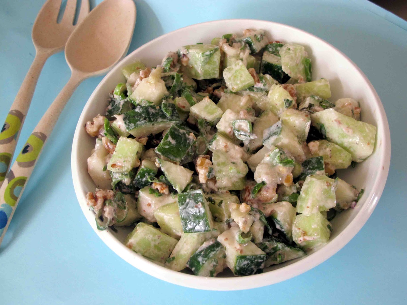 Shoot and Eat Cucumber, Honeydew Melon and Walnut Salad
