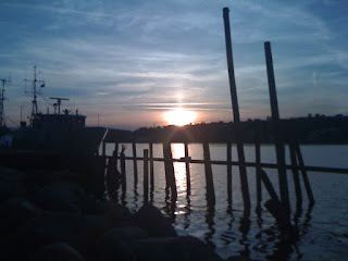 sunset boat water, Mariager Fjord
