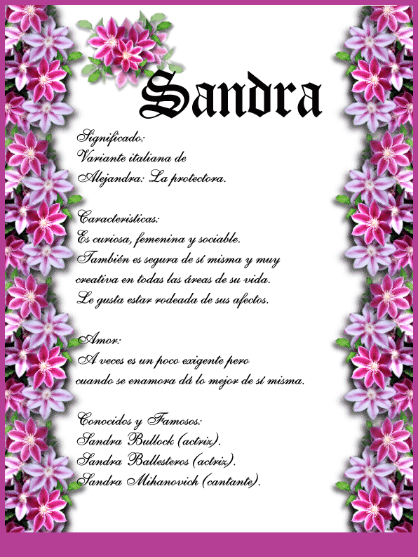 ===Tu nombre tiene...=== Sandra+(1)