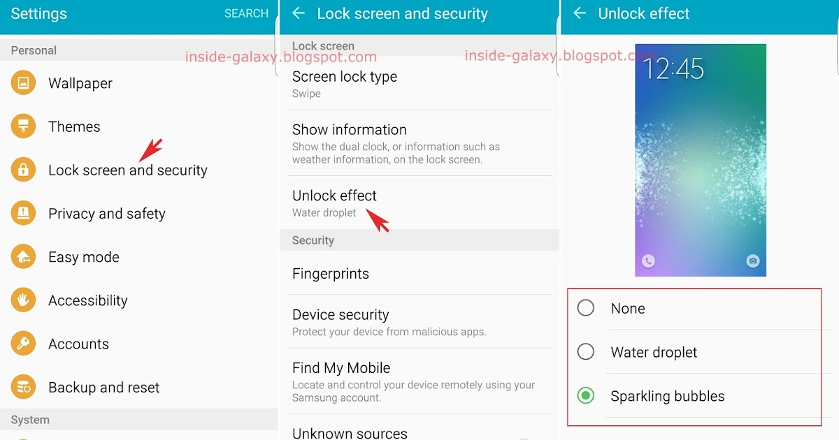 Inside Galaxy Samsung Galaxy S6 Edge How to Change Screen Lock Effect