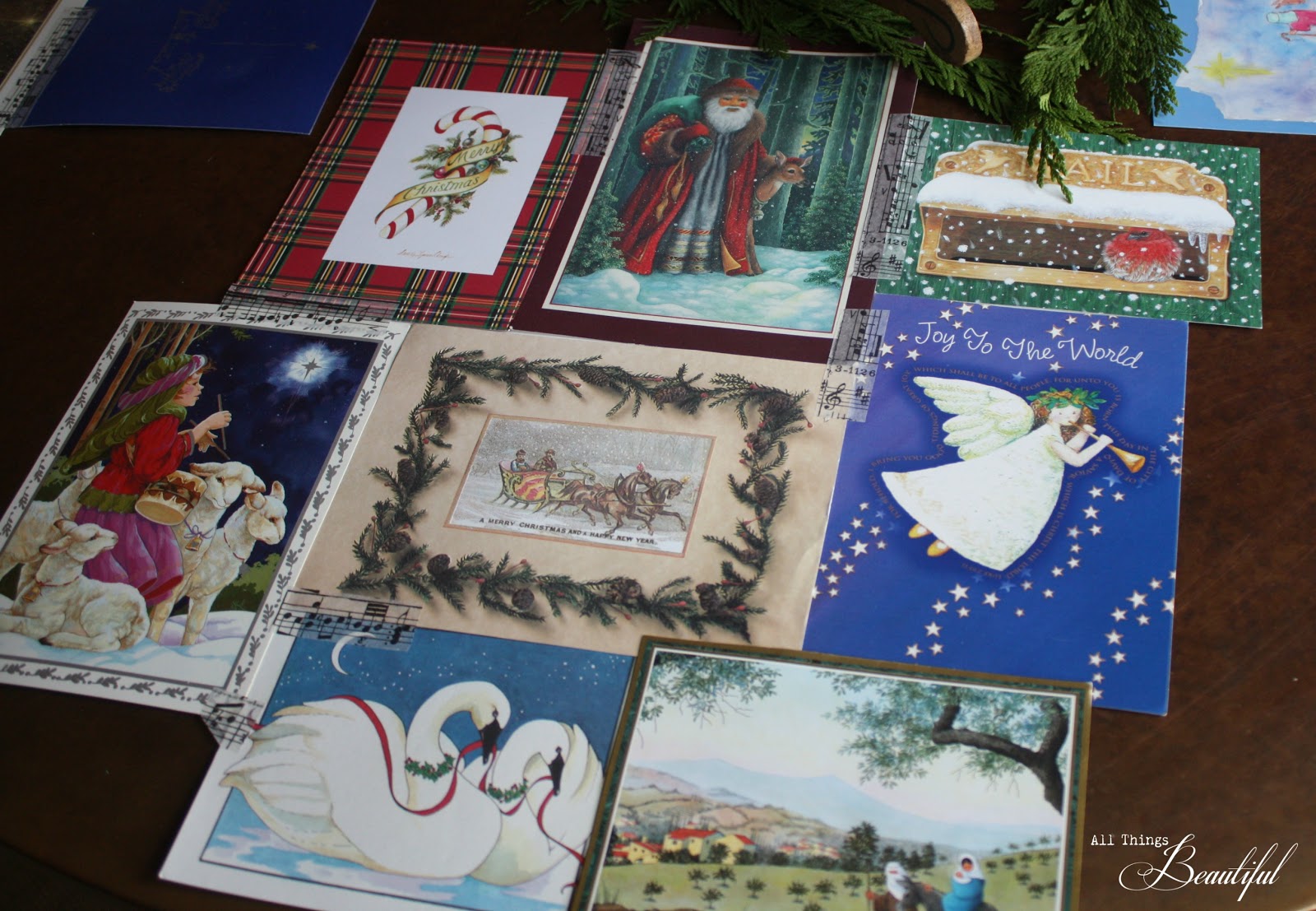 All Things Beautiful Vintage Tablescape {Christmas Card Placemats}