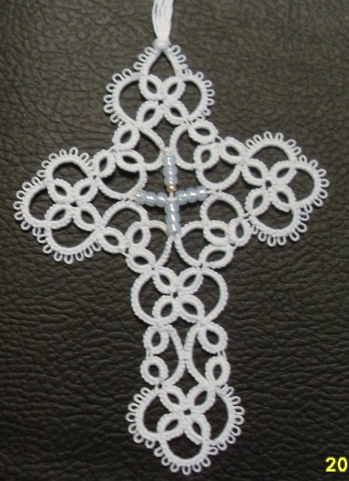 Icelas Fish Bowl of Tatting Tatted Cross Bookmark