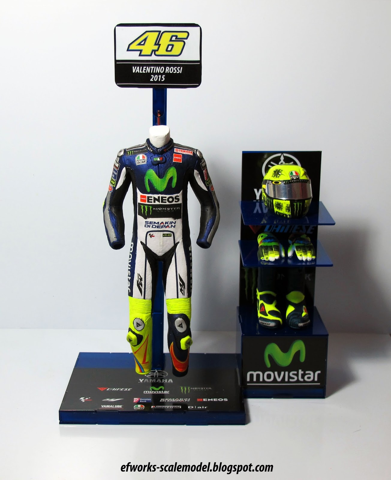 eFWoRks VR46 MOTO GP RACING SUIT FULL DISPLAY 1/8 scale