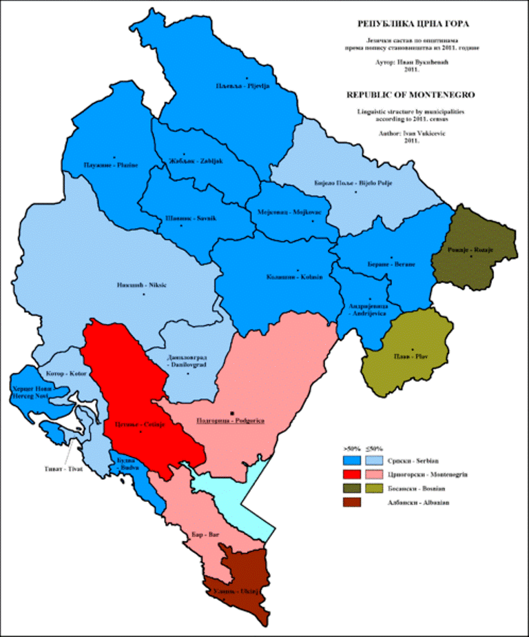 Montenegrin language in Montenegro 2011.