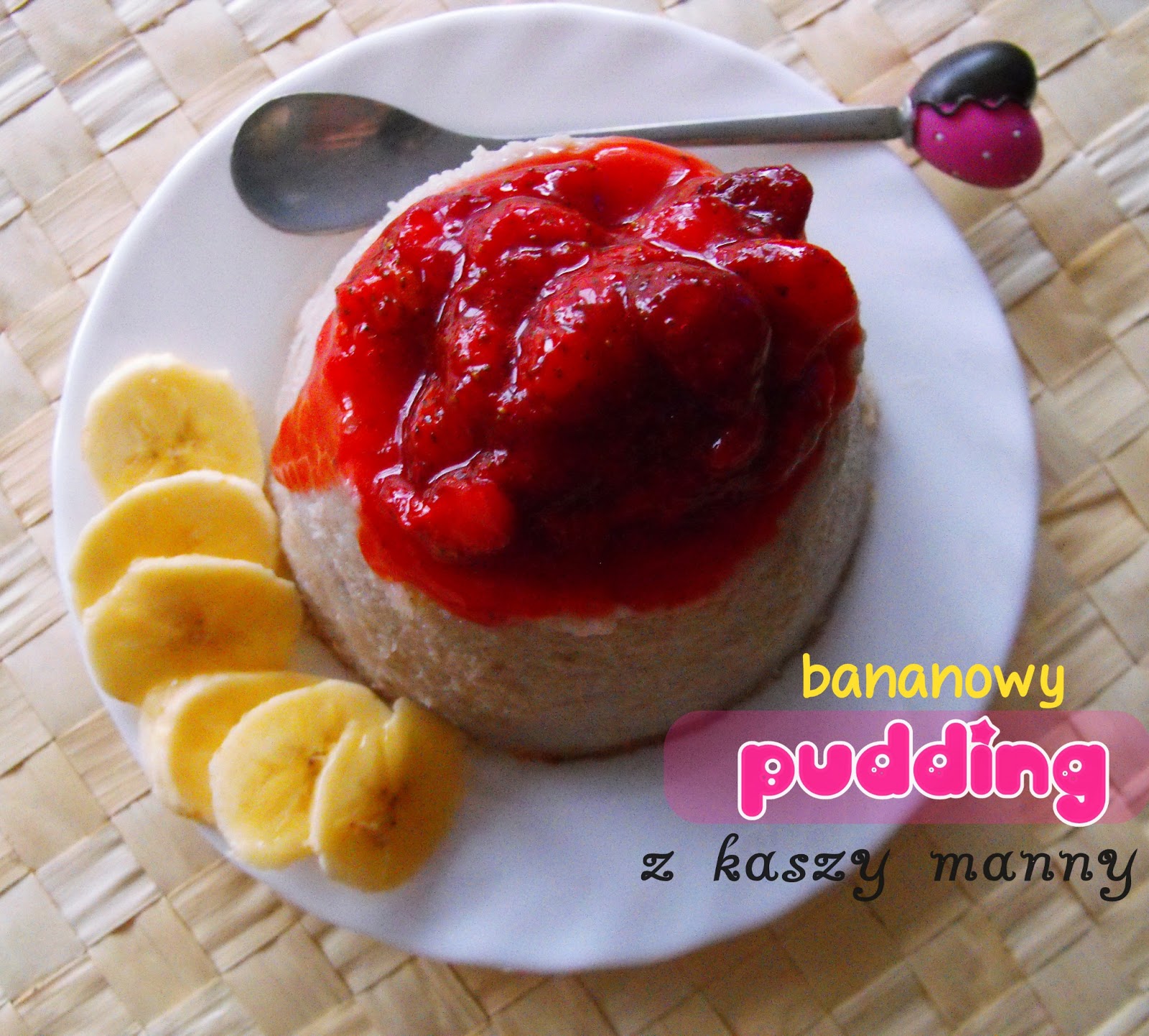 tęcza w słoiku Bananowy pudding z kaszy manny z masłem orzechowym