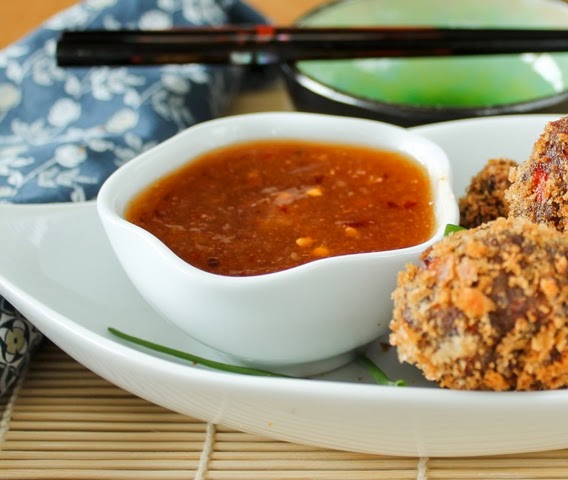 Vietnamese Mushroom Balls with an Apricot-Ginger Dipping Sauce - vegan.