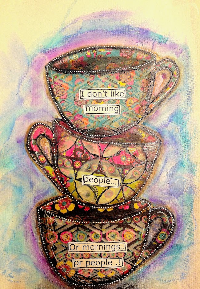 ART JOURNAL PAGE | COFFEE CUPS – Mixed Media Art Tutorials