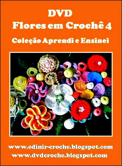 dvd em croche 5 volumes de flores em aprender croche com edinir-croche com frete gratis na loja curso de croche