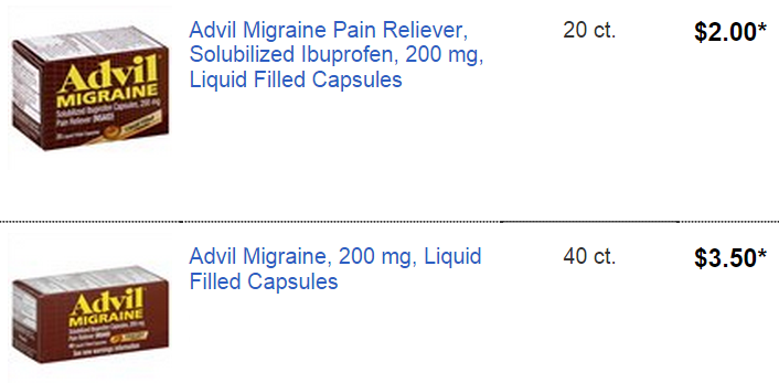 price motrin migraine