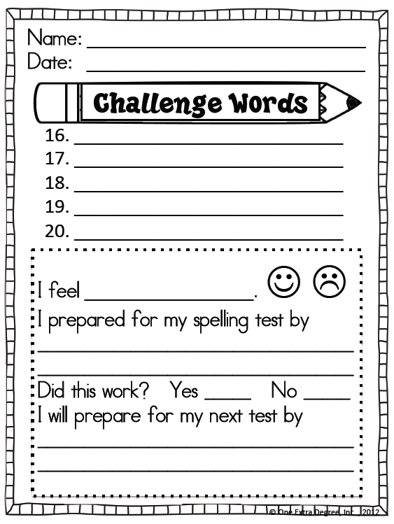 FREE Spelling Test Template! ) One Extra Degree