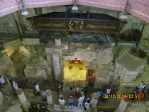 Grotto showing cave of Virgin Mary's childhood home, Shrine Basilica of The Anunciation, Nazareth