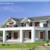 Flat and sloping roof mix house elevation in 2500 sq.feet