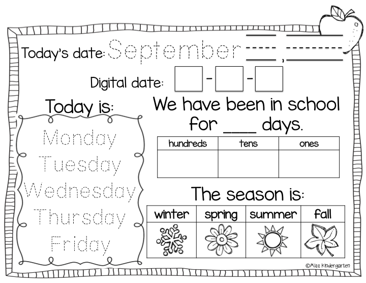 Kindergarten Calendar Activities Worksheets : Calendar time using interactive notebooks Kindergarten Calendar Activities Worksheets : Calendar time using interactive notebooks