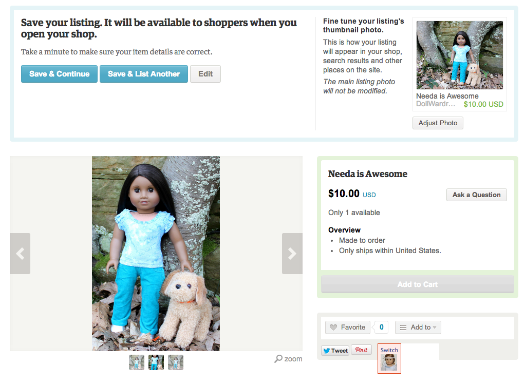 The Doll Wardrobe Branding Your Etsy Squares, Step 5