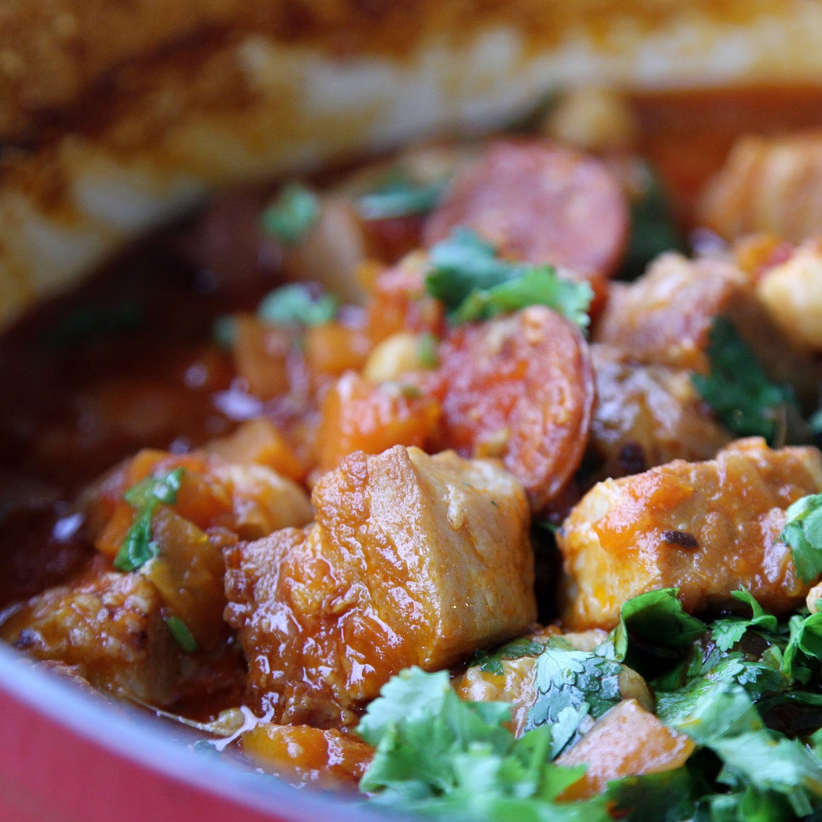 pepsakoy Pork Belly with Chorizo & Chickpea Casserole