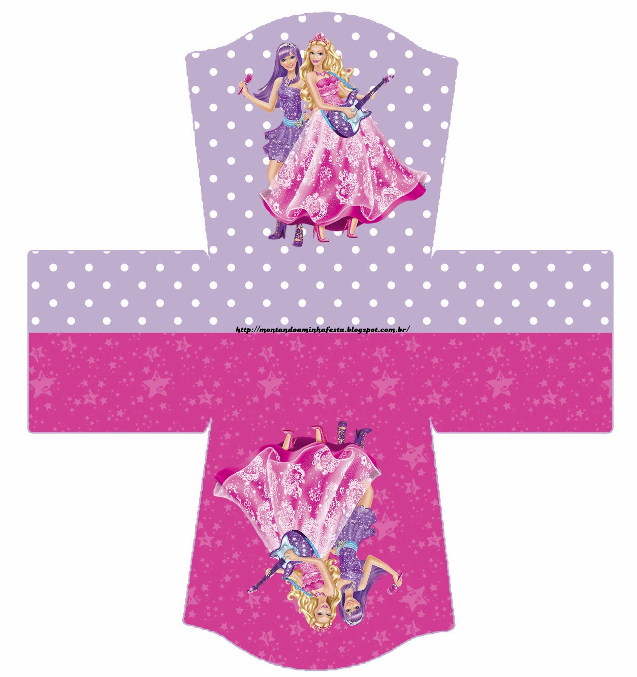 Fiestas de Barbie Rock Star: Cajas para Imprimir Gratis. Caja abierta para poner caramelos, chocolates, mazapanes o pastelitos,