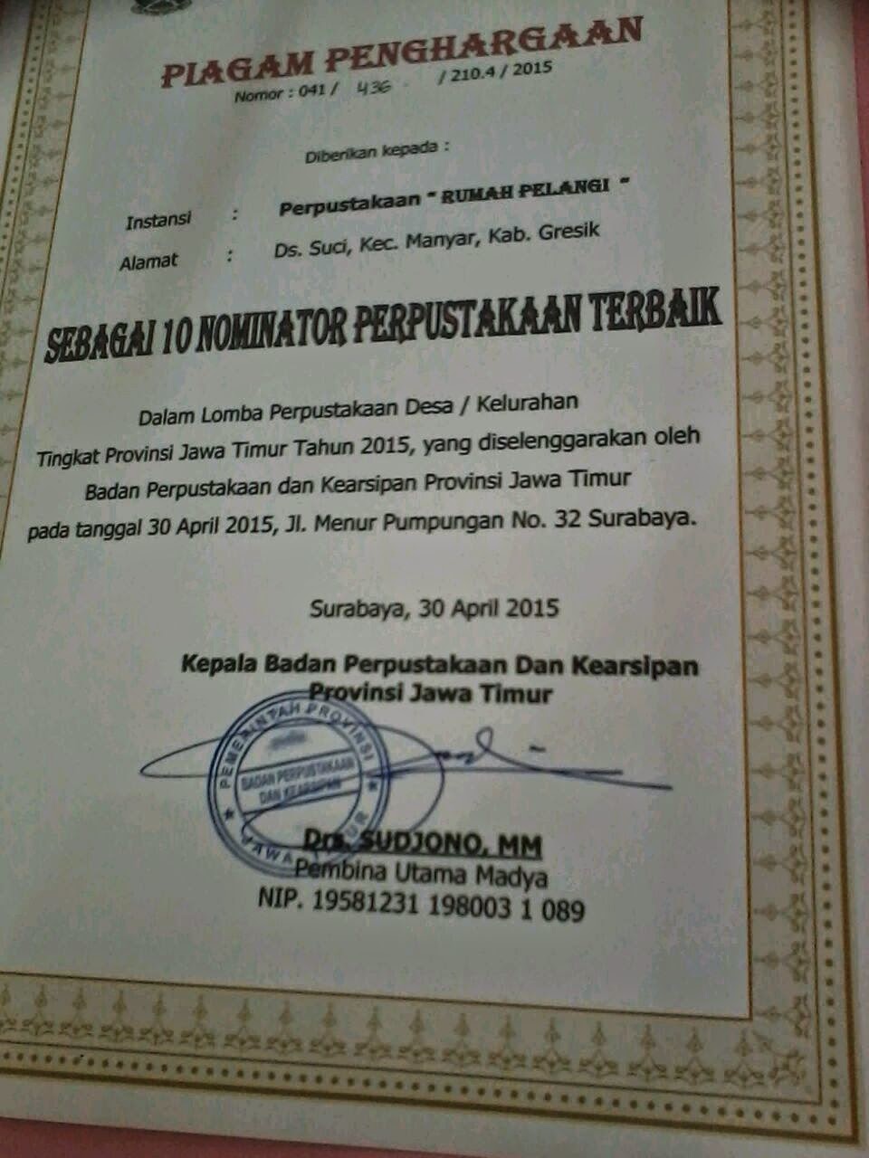 Kereen !!! Perpusdes "Rumah Pelangi" Raih Juara Tingkat Propinsi 6 nominator%2B10%2Bpropinsi%2Bjawa%2Btimur