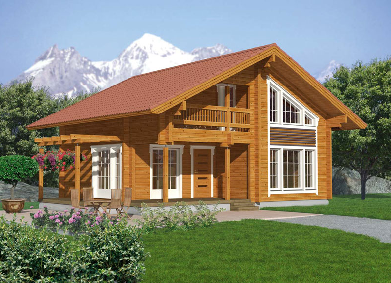 Beautiful Two Stages Wooden House with Balcony | Timber ...