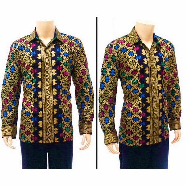 kemeja batik lengan panjang pria motif prada bali kemeja batik lengan panjang pria motif prada bali