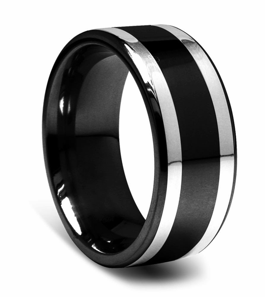Mens Black Wedding Rings Two Tone Design