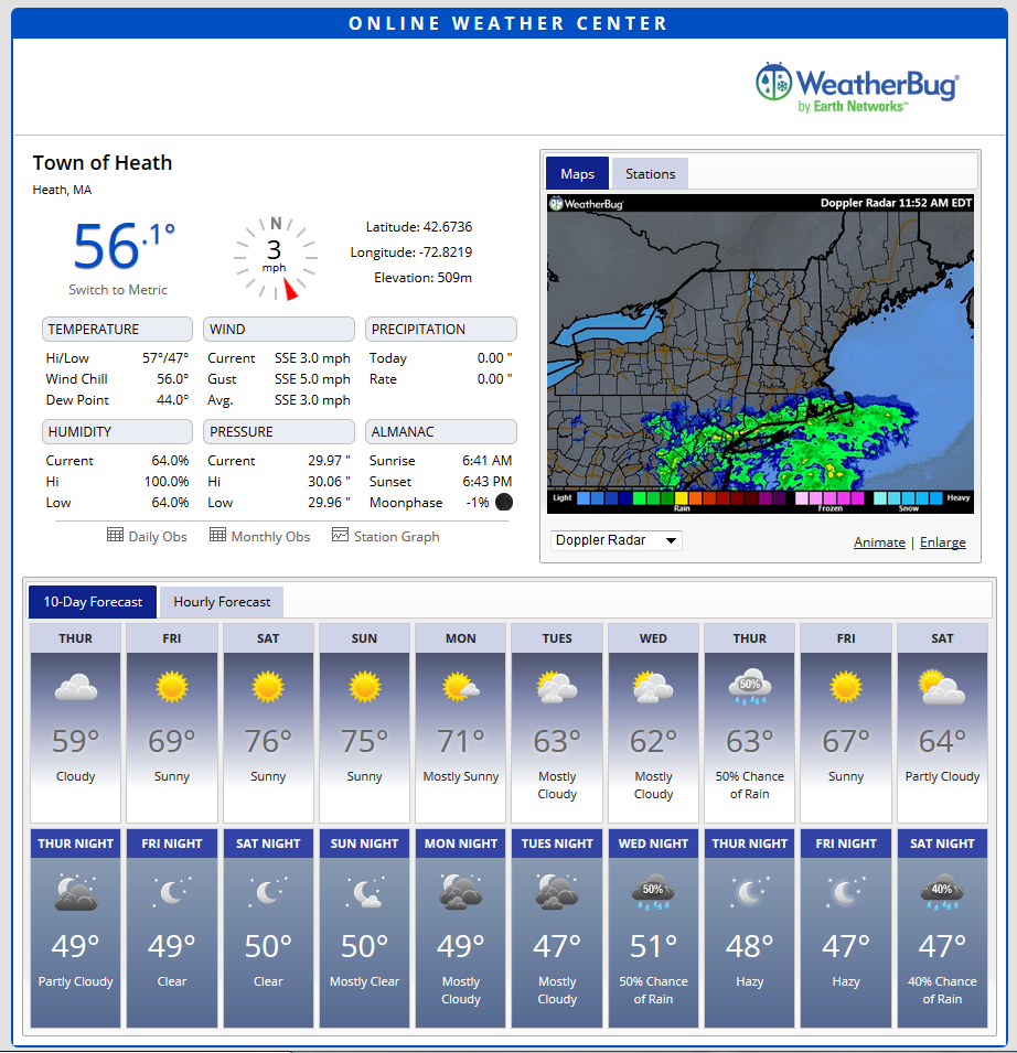 Heath Free Public Library Town of Heath Weather Station