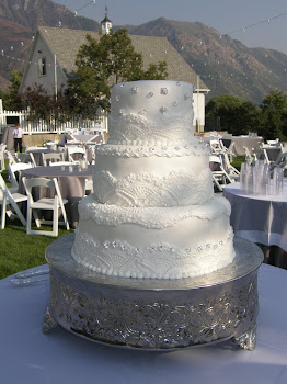 3-tier round fondant with fondant appliques rhinestone sparkle