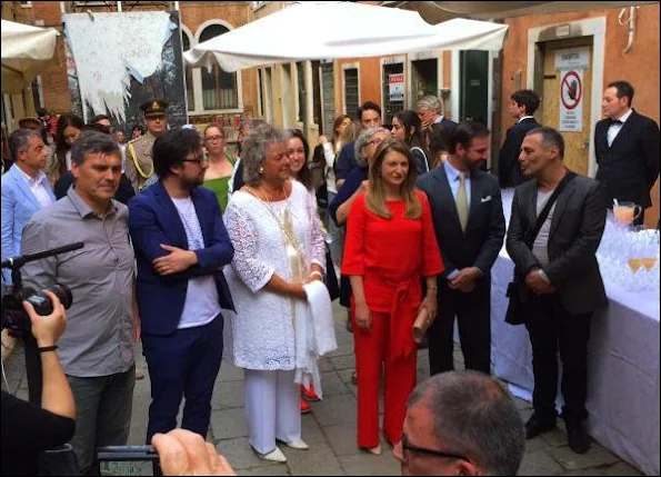 Crown Prince Guillaume of Luxembourg and Crown Princess Stéphanie of Luxembourg attend the opening of the Luxembourg pavilion (Paradise of Luxembourg) at the Biennale art festival 