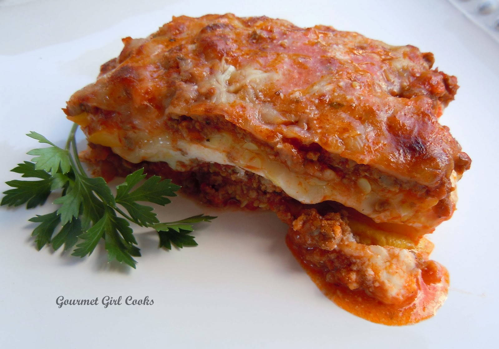 Gourmet Girl Cooks Lasagna w/ Yellow Summer Squash Noodles