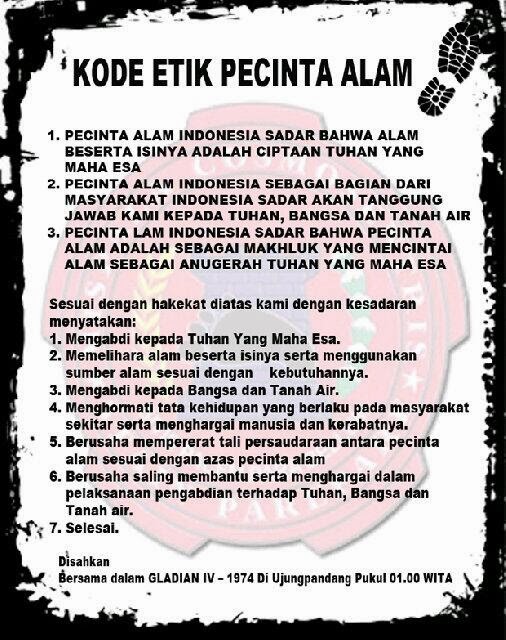 Kode Etik Pecinta Alam Se Indonesia